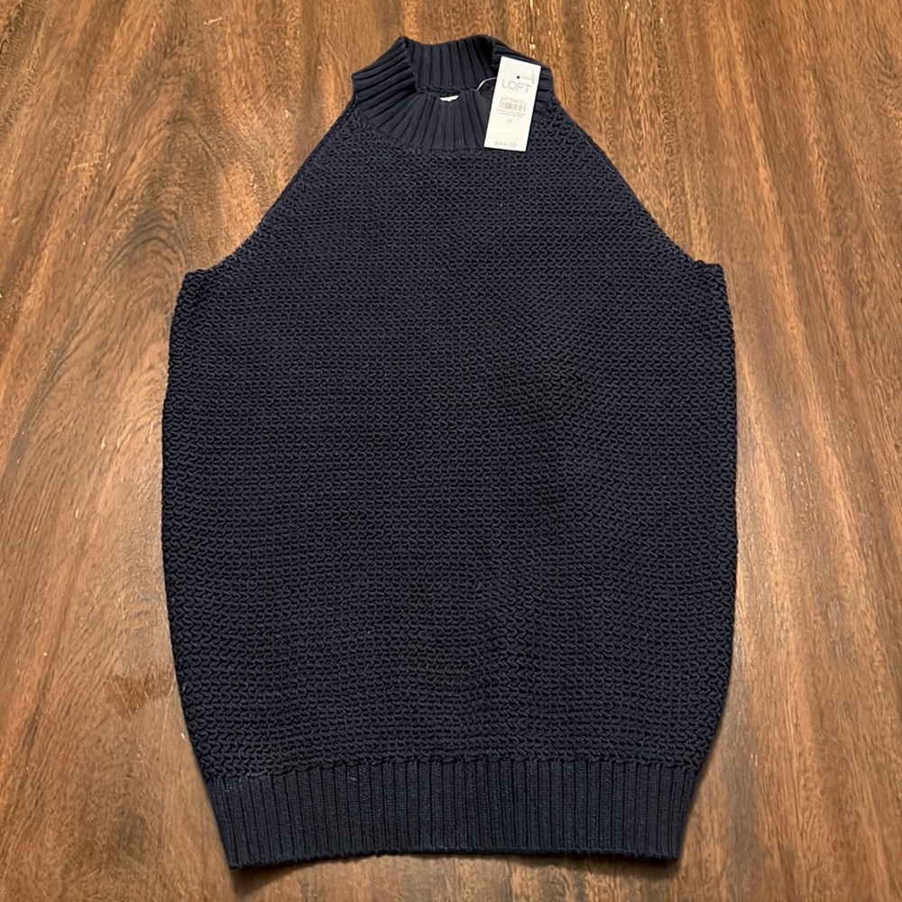 Loft navy blue sleeveless sweater top